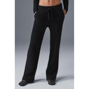 Women Knit Wide Leg Pants Casual Straight Trousers Soft Comfortable High Waist Loose Fit Daily Wear Fashion Bottoms for Autumn